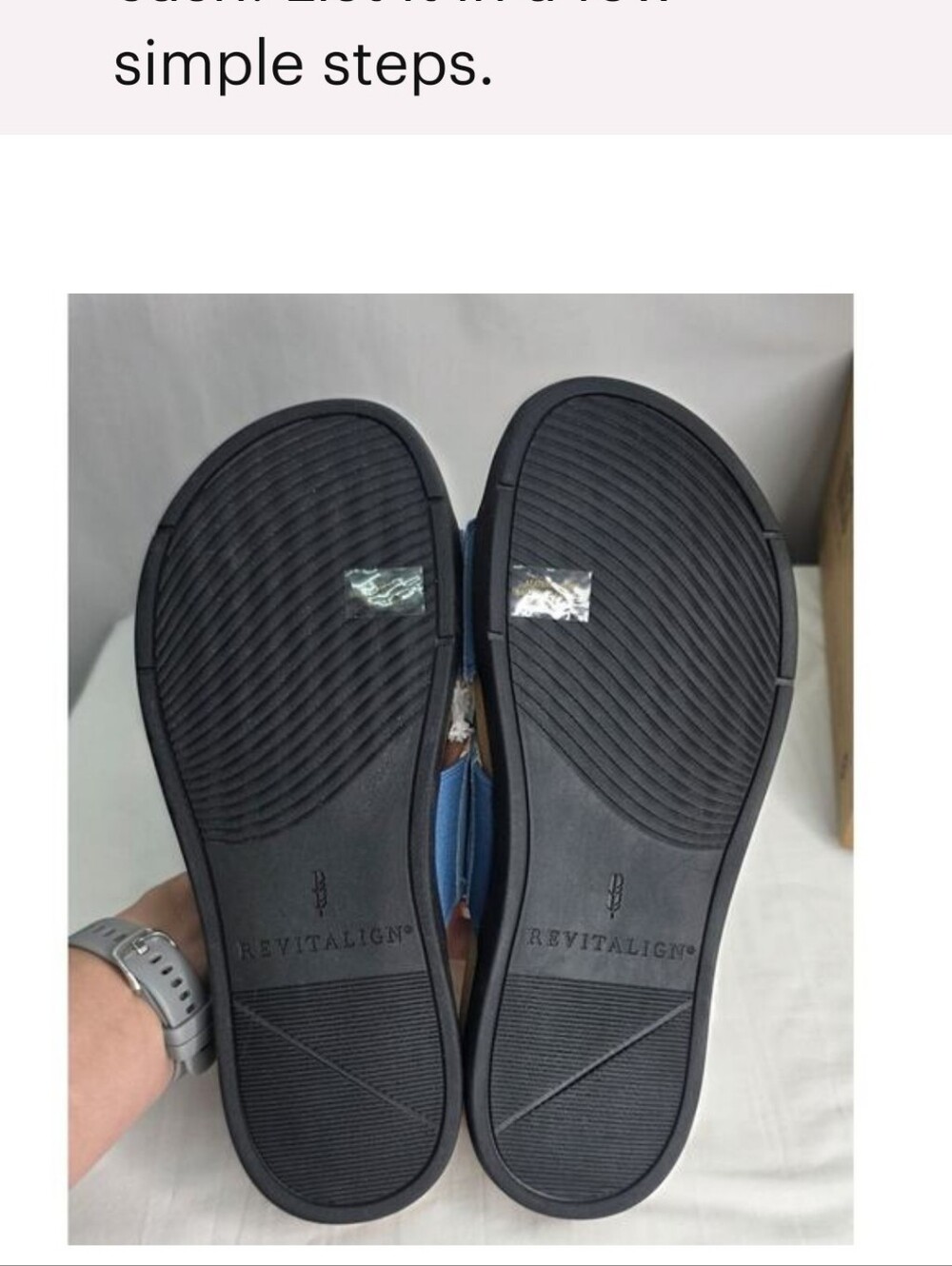 Revitalign Womens 10B Blue Studded Suede Orthotic Slide Sandals. Medium Width. - Picture 6 of 7